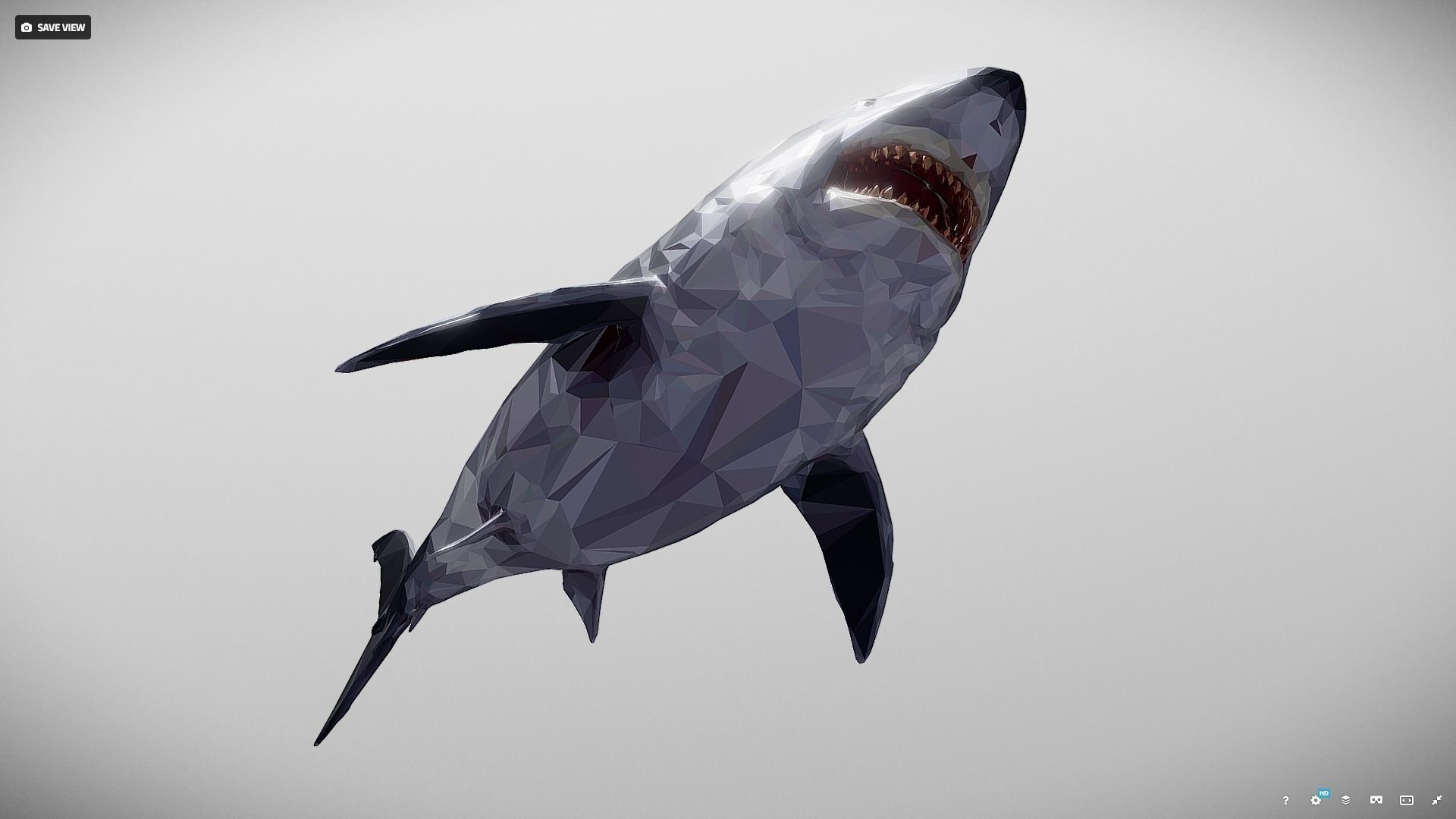 Dark Shark Low Polygon Art Ocean Fish Low-poly 3D model_24