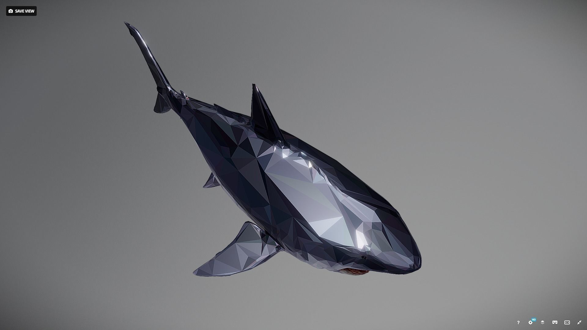 Dark Shark Low Polygon Art Ocean Fish Low-poly 3D model_26