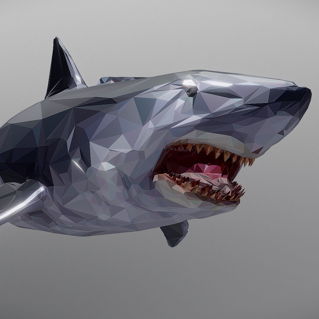 Dark Shark Low Polygon Art Ocean Fish Low-poly 3D model_1