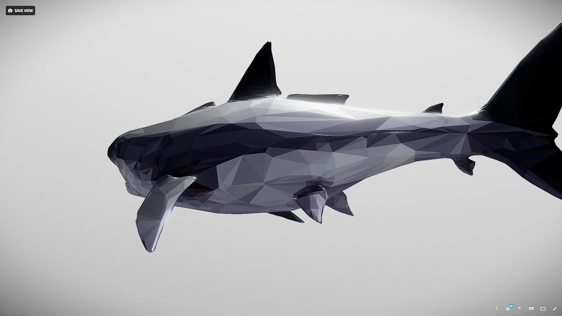 Dark Shark Low Polygon Art Ocean Fish Low-poly 3D model_20