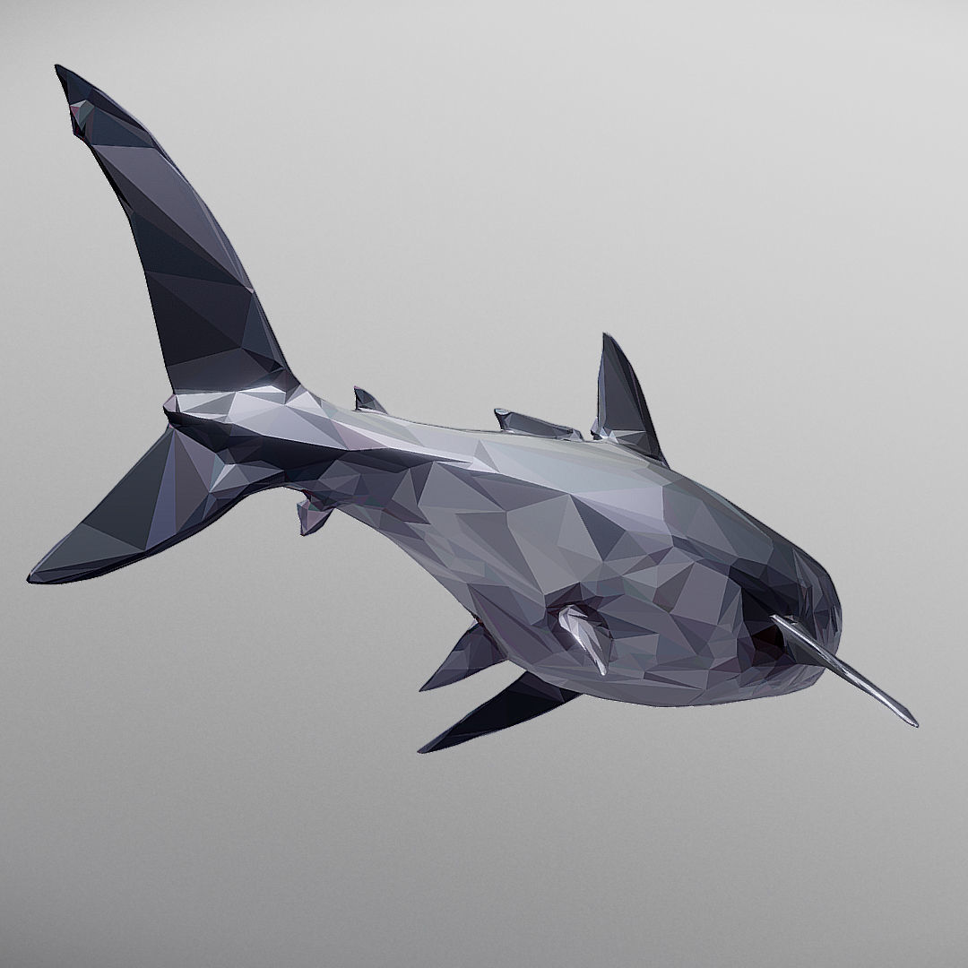 Dark Shark Low Polygon Art Ocean Fish Low-poly 3D model_12