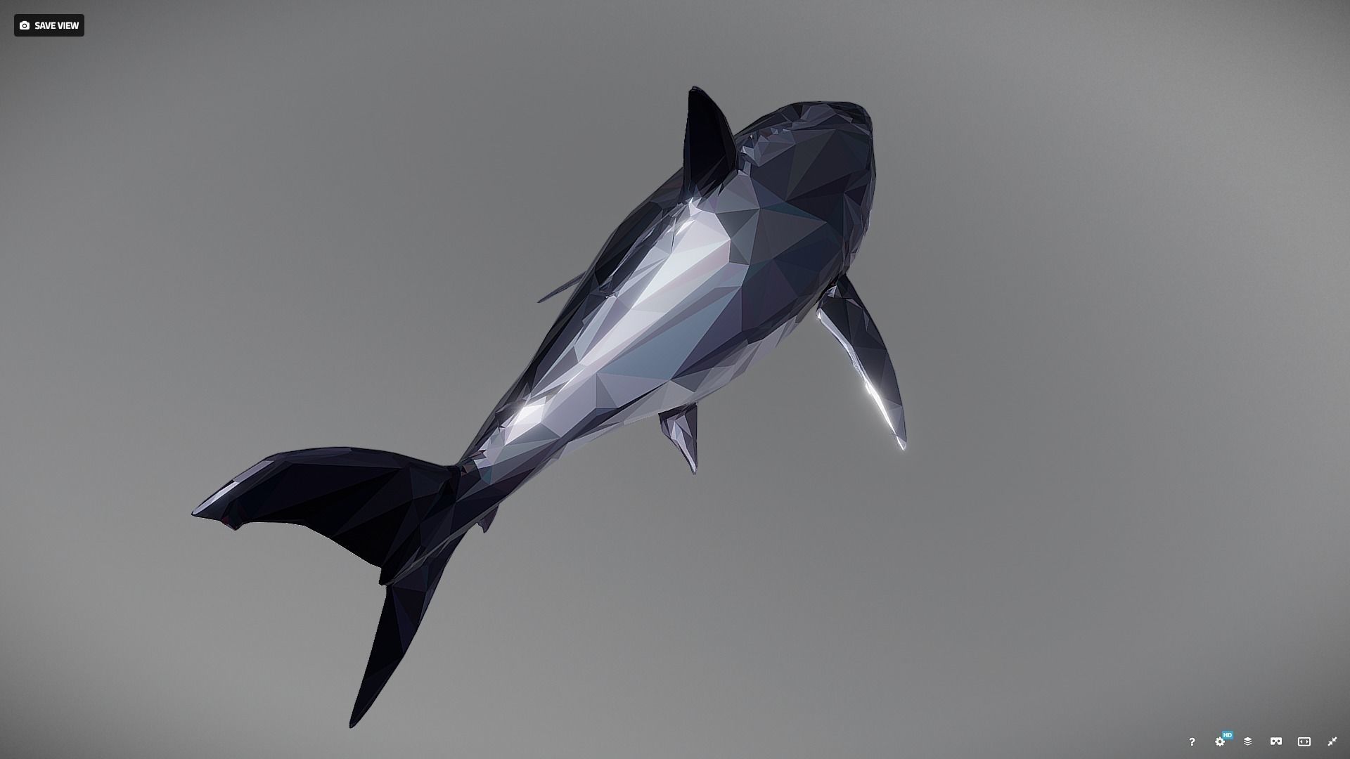 Dark Shark Low Polygon Art Ocean Fish Low-poly 3D model_16