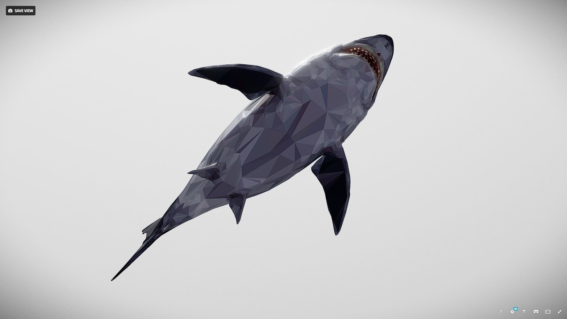 Dark Shark Low Polygon Art Ocean Fish Low-poly 3D model_25