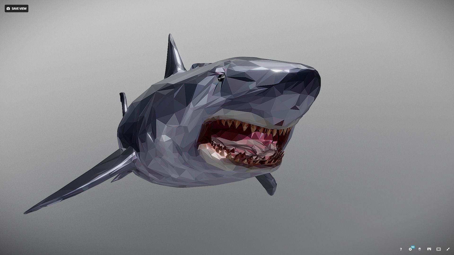 Dark Shark Low Polygon Art Ocean Fish Low-poly 3D model_15