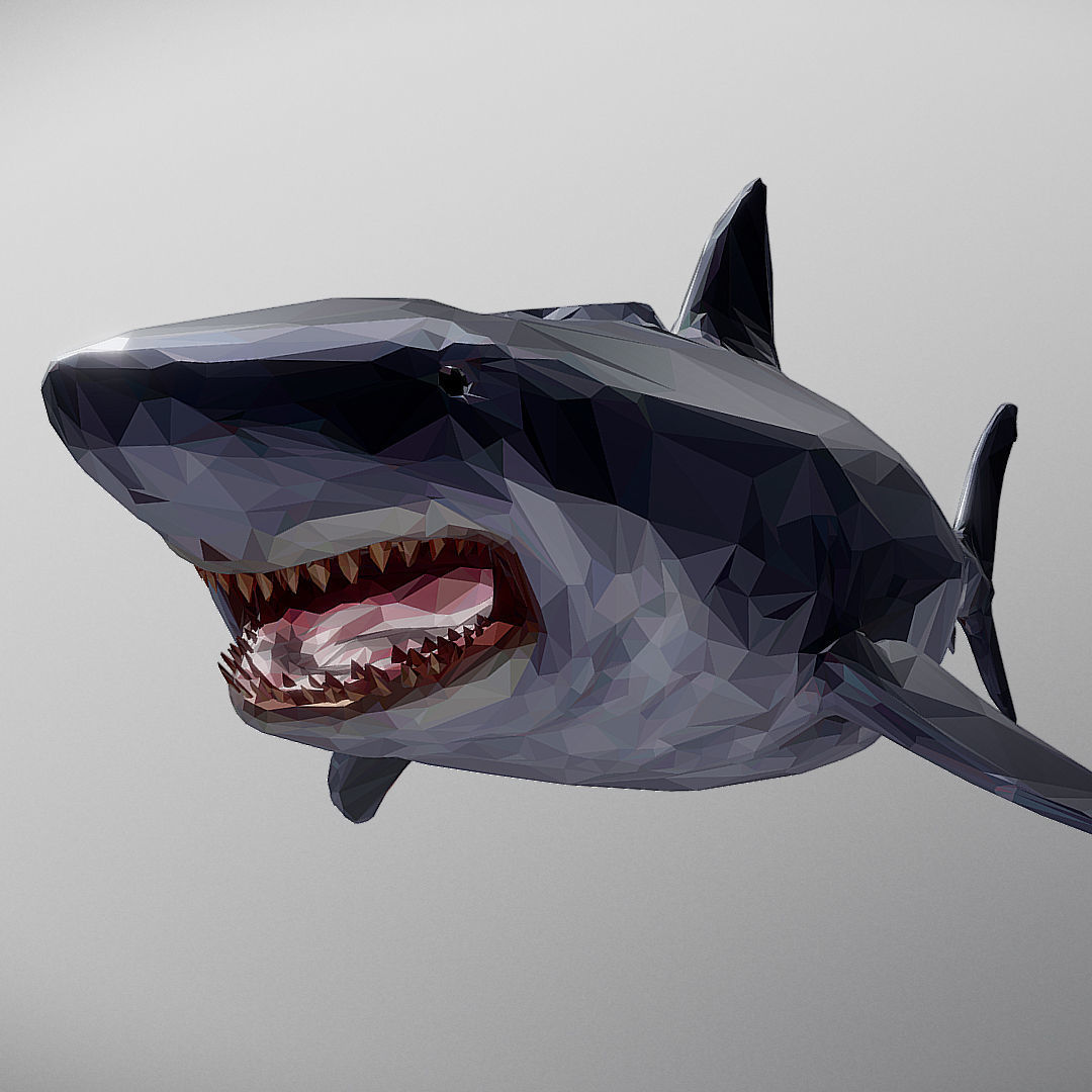 Dark Shark Low Polygon Art Ocean Fish Low-poly 3D model_3