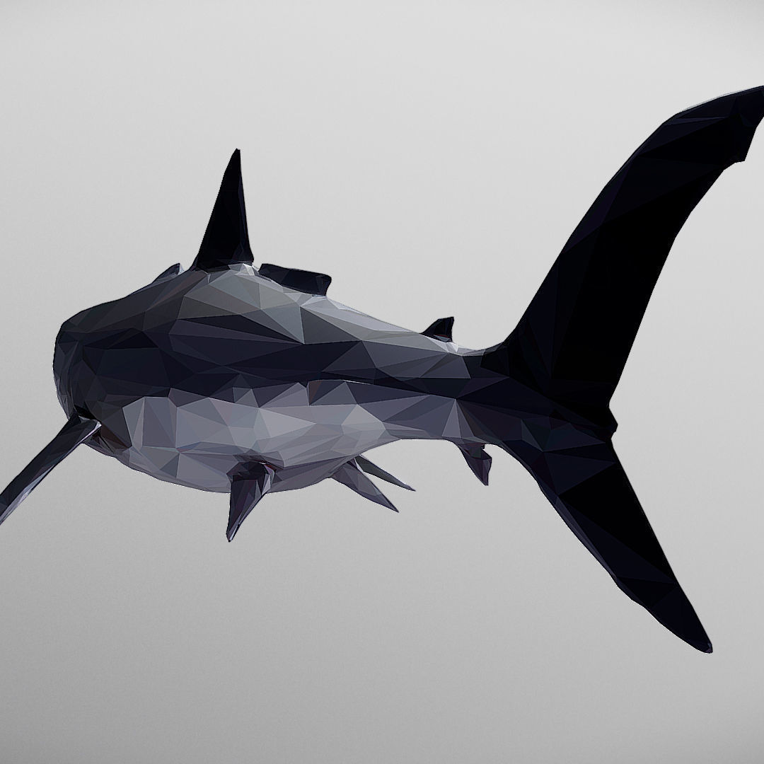 Dark Shark Low Polygon Art Ocean Fish Low-poly 3D model_6