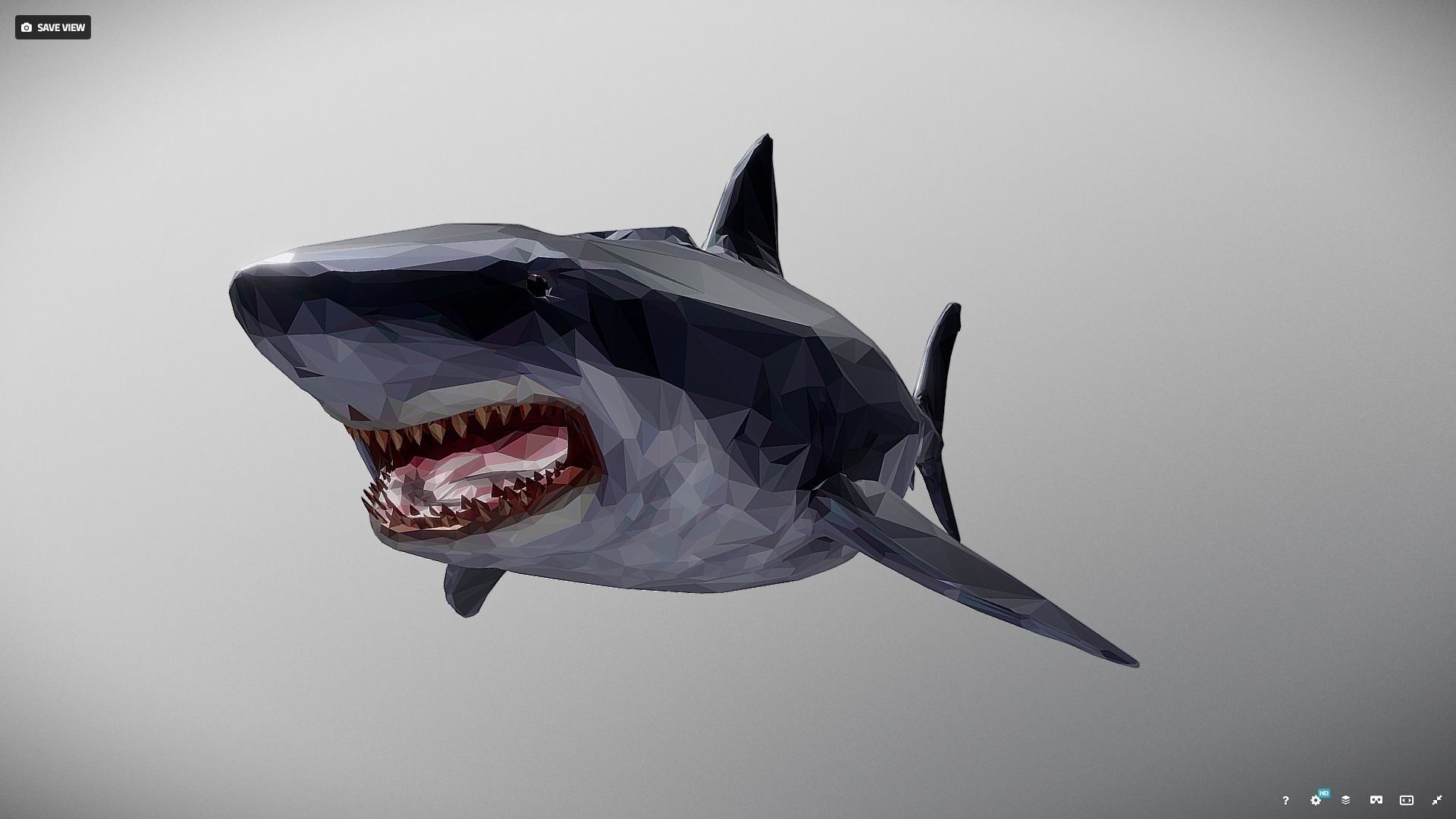 Dark Shark Low Polygon Art Ocean Fish Low-poly 3D model_17