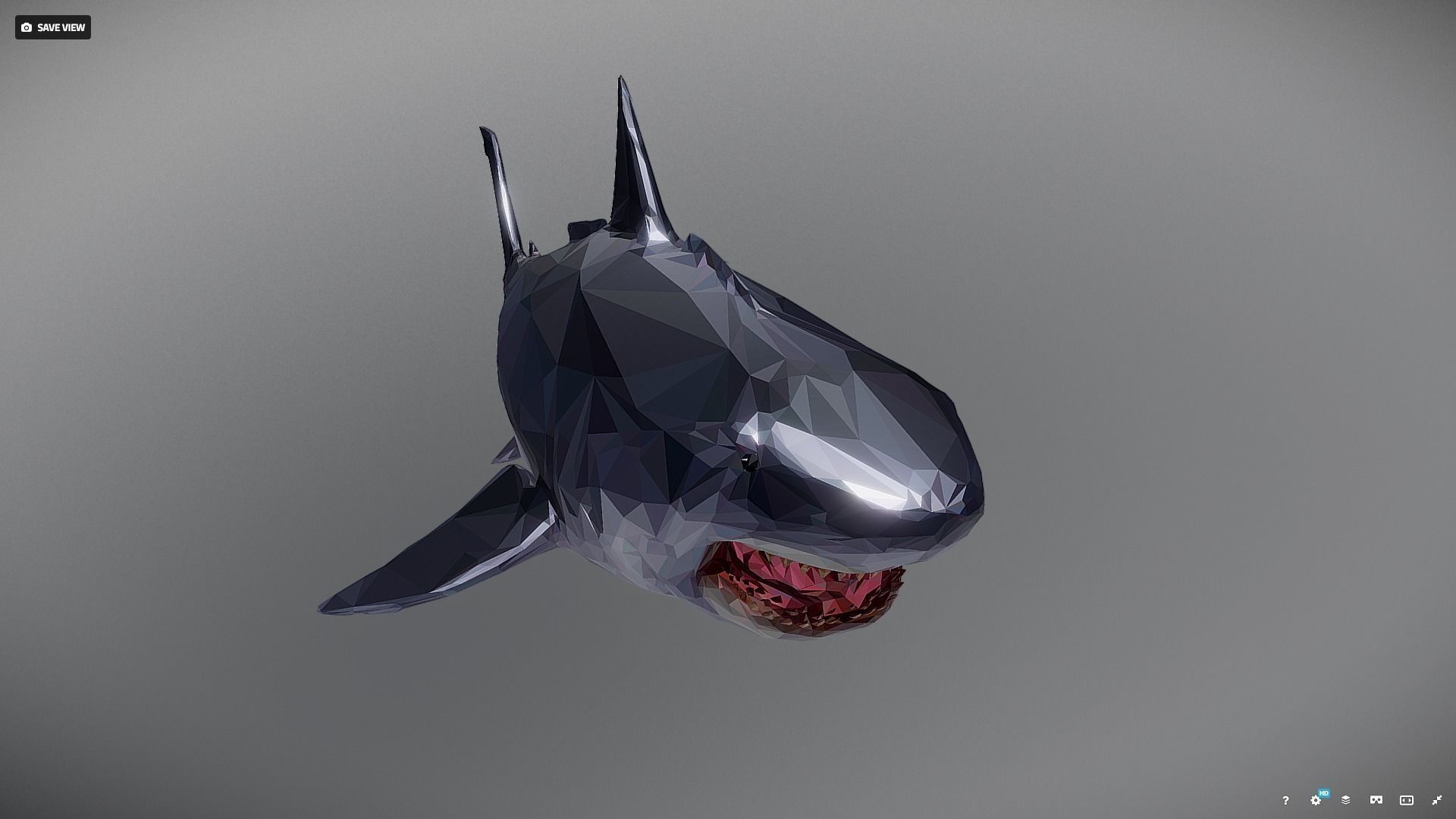 Dark Shark Low Polygon Art Ocean Fish Low-poly 3D model_23