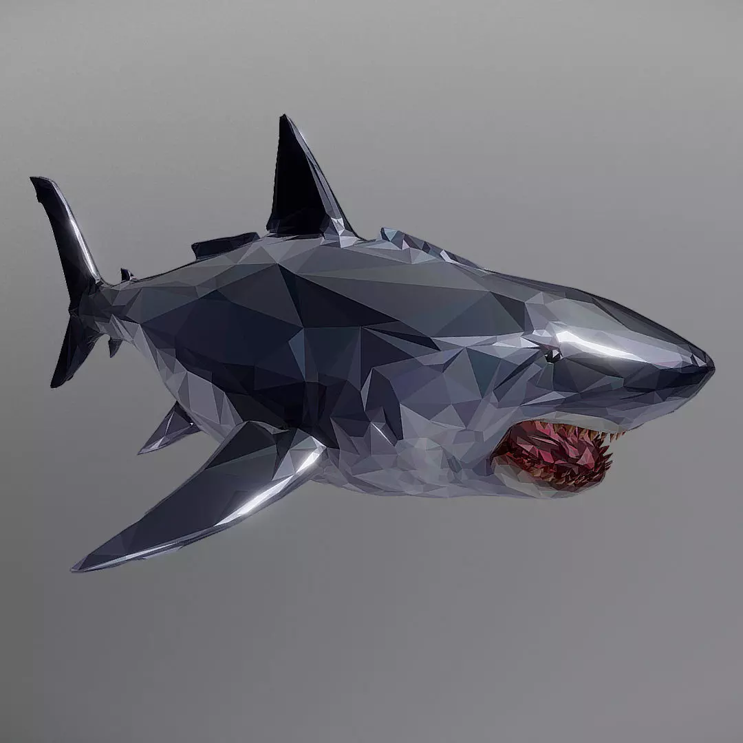 Dark Shark Low Polygon Art Ocean Fish Low-poly 3D model_0