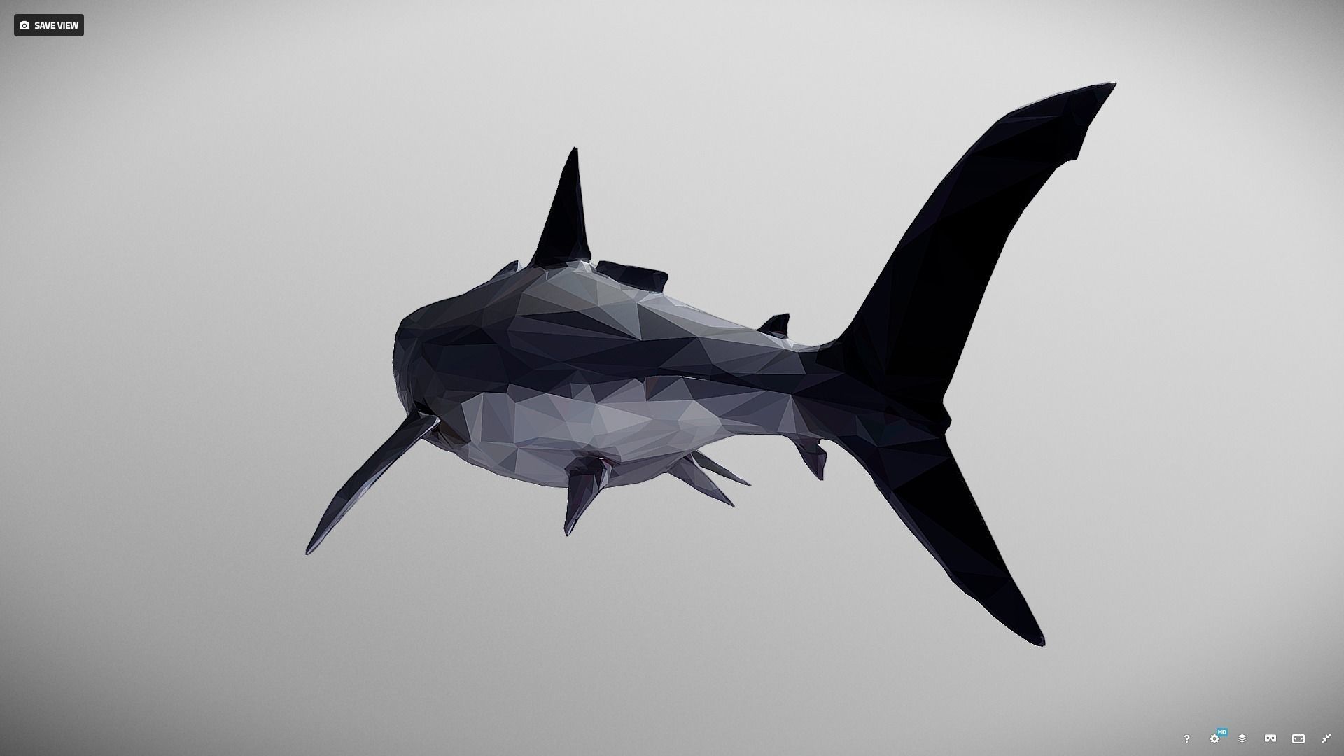 Dark Shark Low Polygon Art Ocean Fish Low-poly 3D model_18