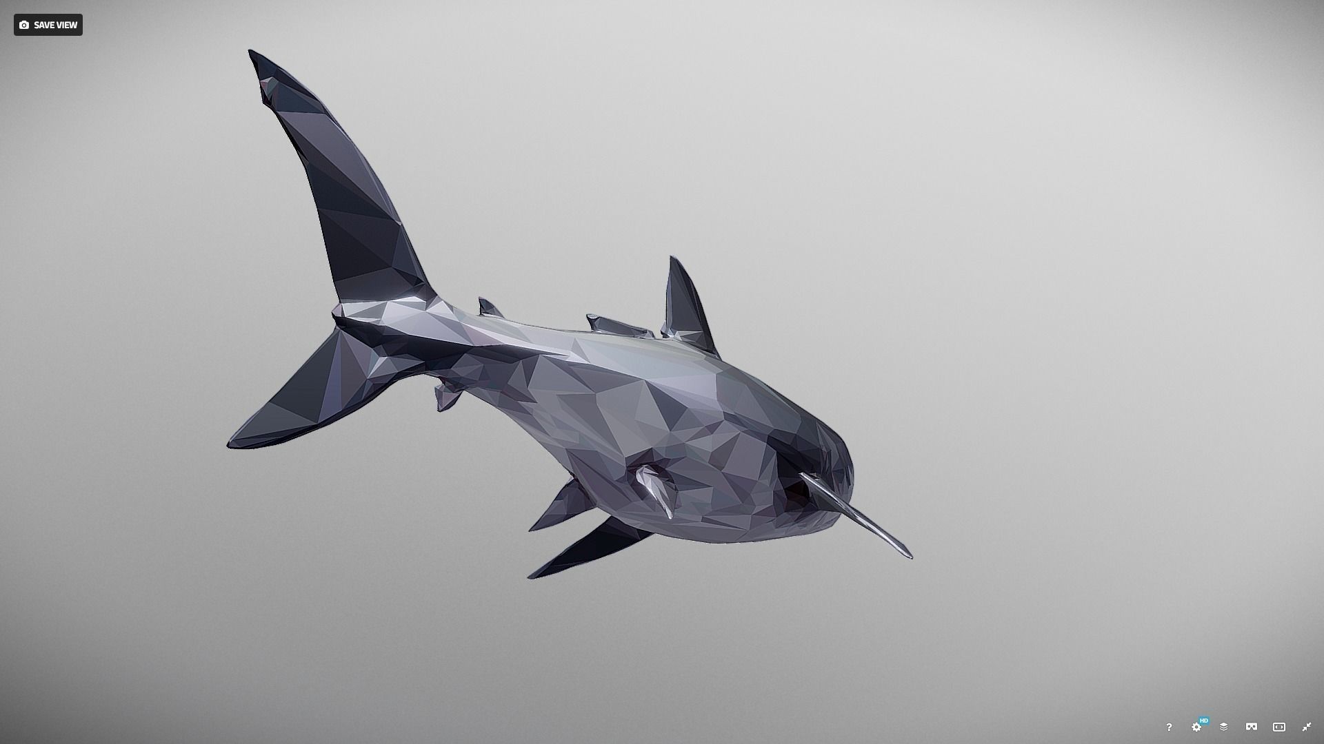 Dark Shark Low Polygon Art Ocean Fish Low-poly 3D model_21