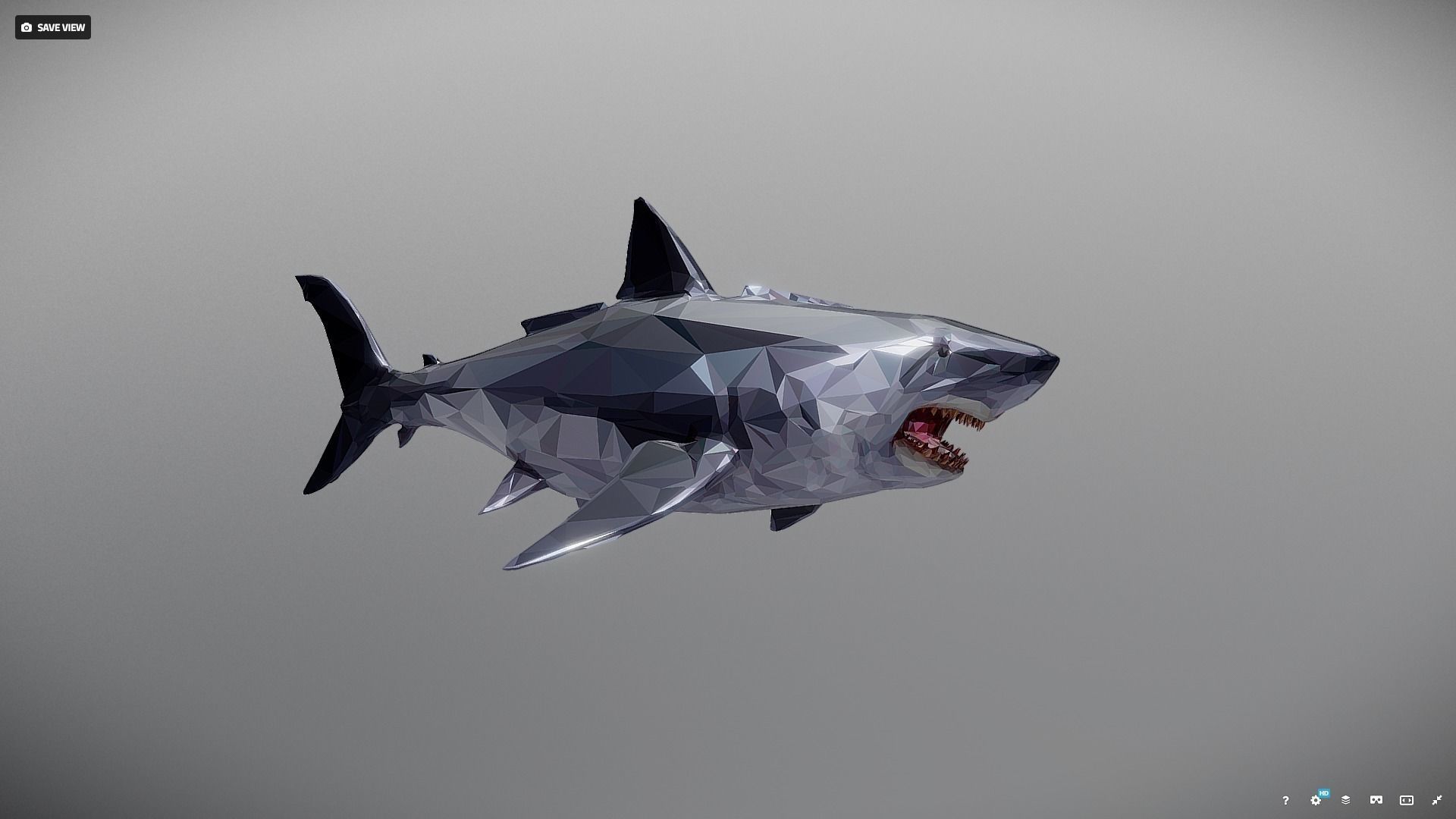 Dark Shark Low Polygon Art Ocean Fish Low-poly 3D model_27