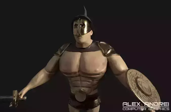 Fantasy gladiator Low-poly 3D model