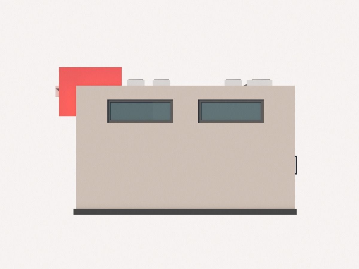 Cartoon Low Poly Supermarket Mall Building Low-poly 3D model_6