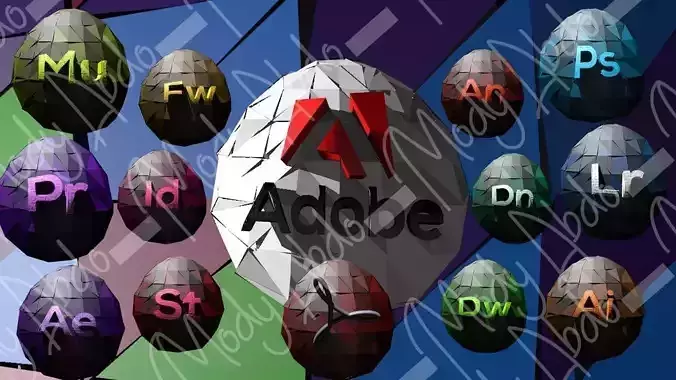 3D Icon Pack For Adobe Software Low-poly 3D model