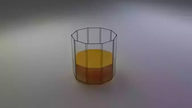 Low Poly Glass 1 orange liquid in