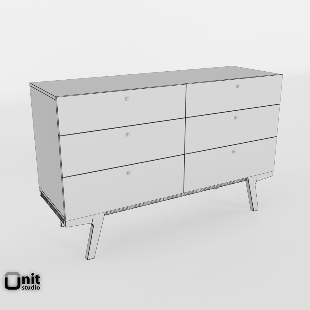 Modern 6-Drawer Dresser by West Elm 3D model_6
