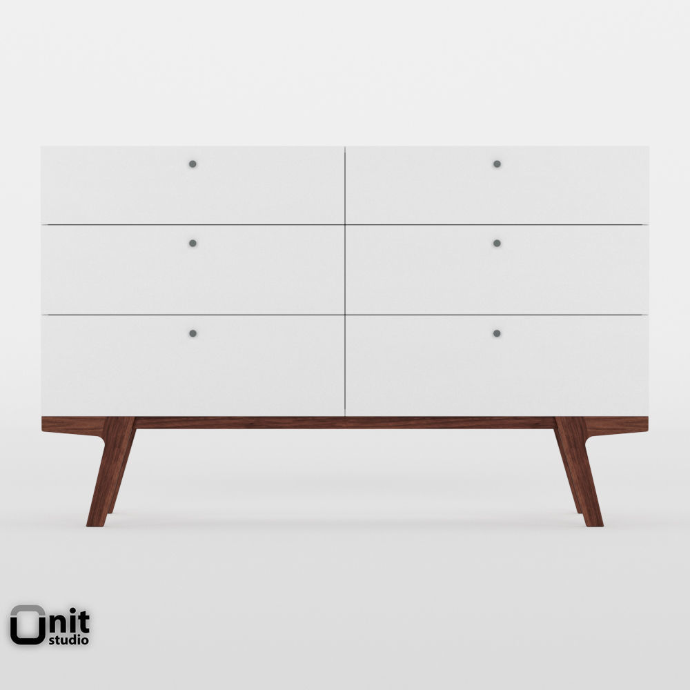 Modern 6-Drawer Dresser by West Elm 3D model_4