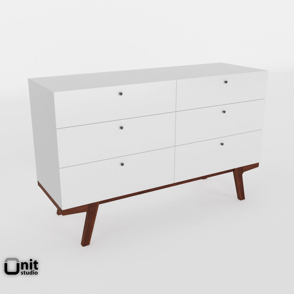 Modern 6-Drawer Dresser by West Elm 3D model_1