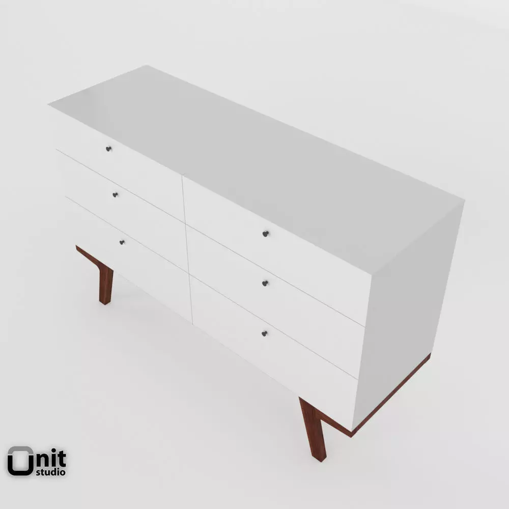 Modern 6-Drawer Dresser by West Elm 3D model_0