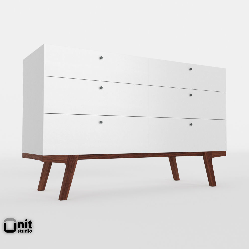 Modern 6-Drawer Dresser by West Elm 3D model_2