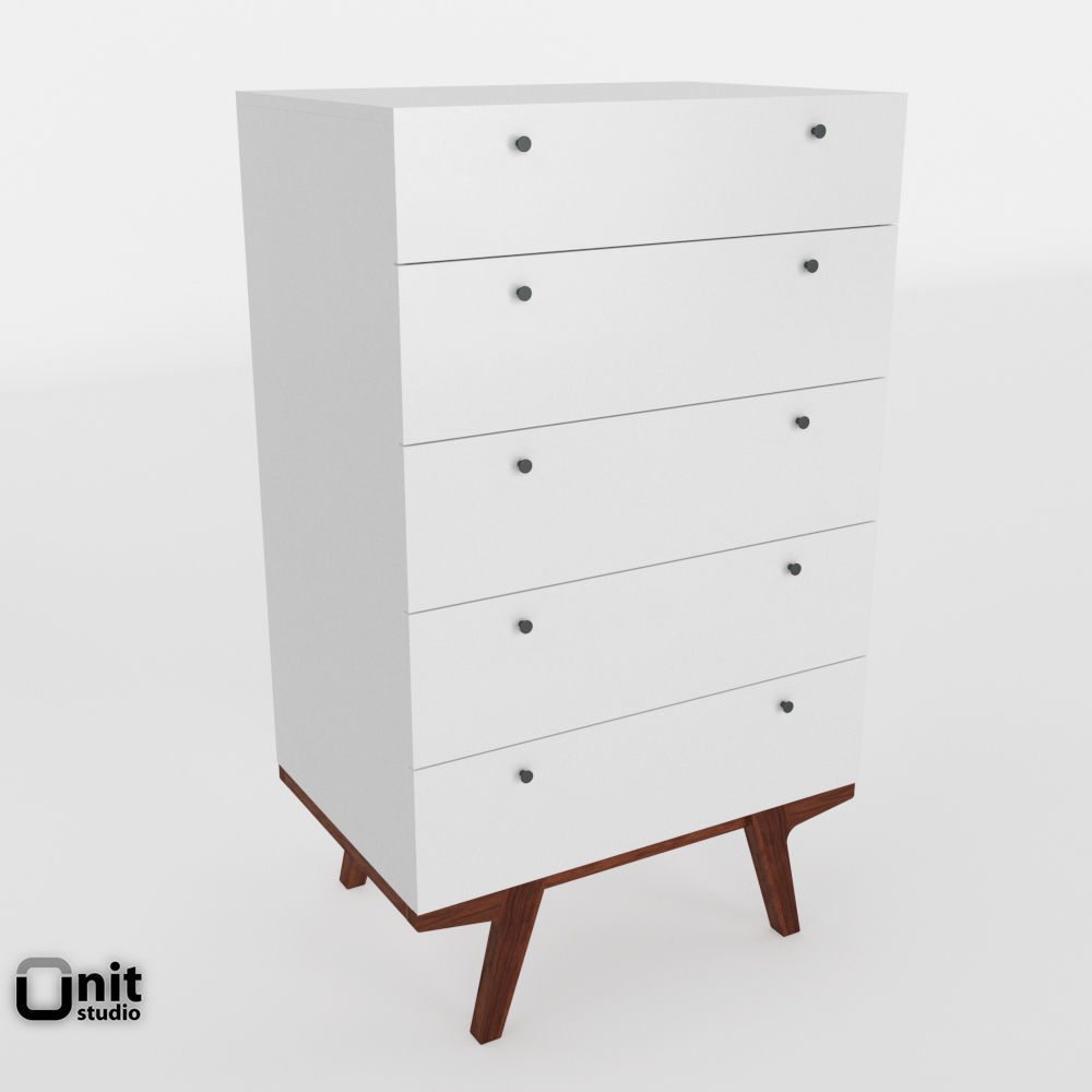 Modern 5-Drawer Dresser by West Elm 3D model_2