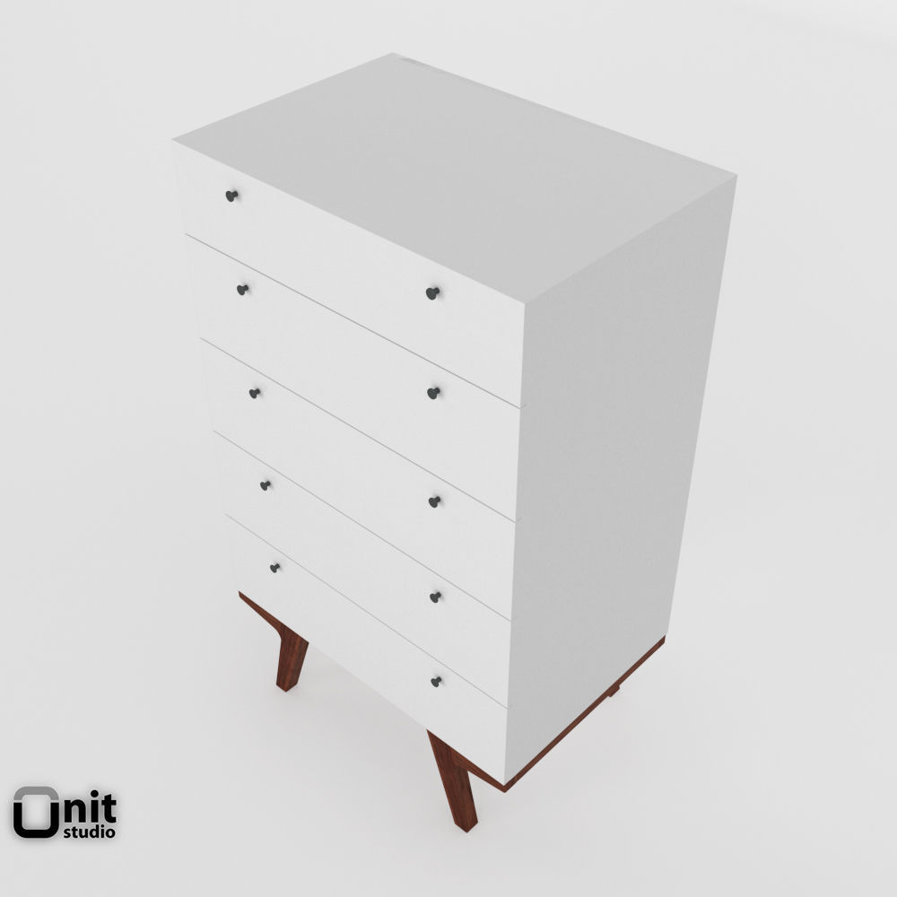 Modern 5-Drawer Dresser by West Elm 3D model_1
