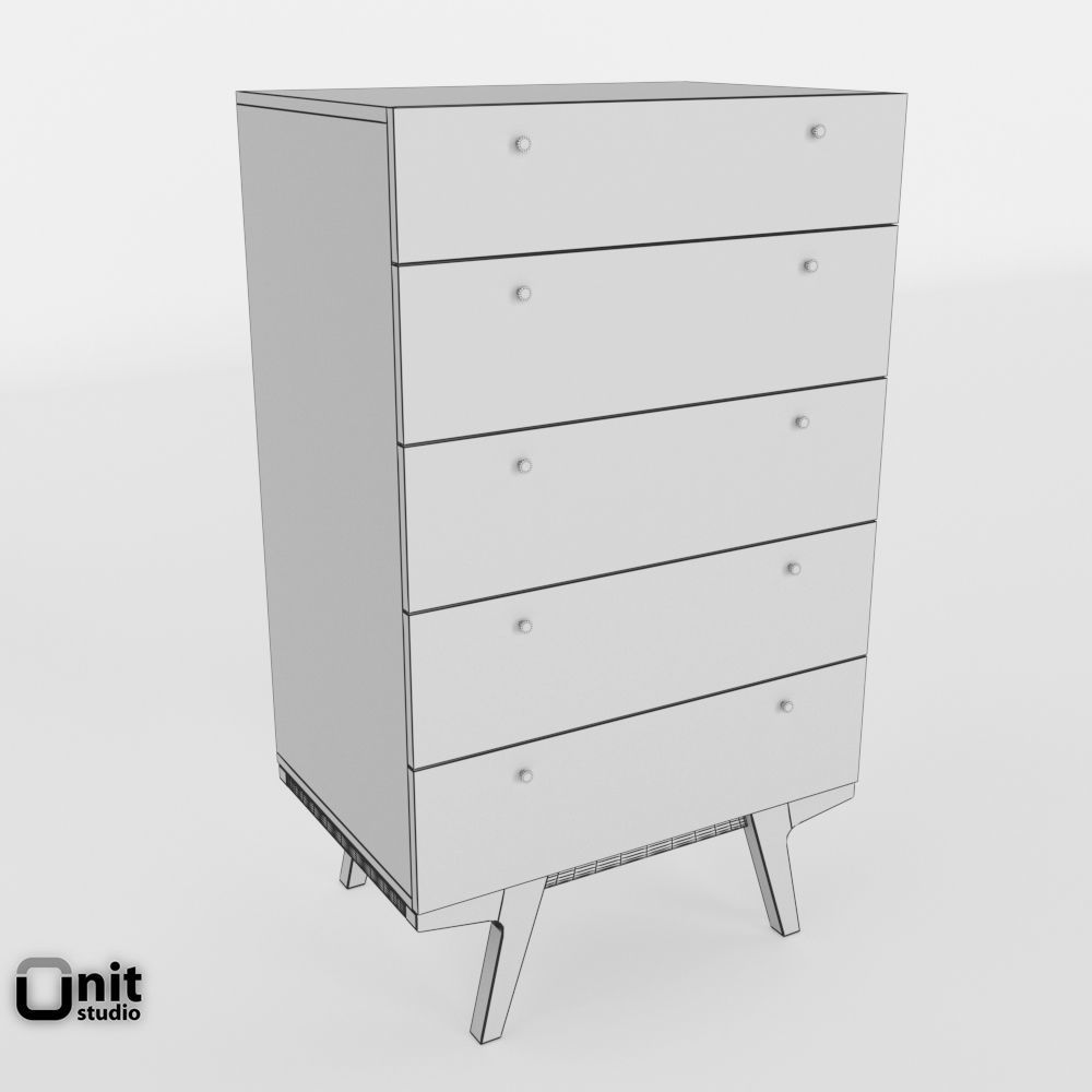 Modern 5-Drawer Dresser by West Elm 3D model_5