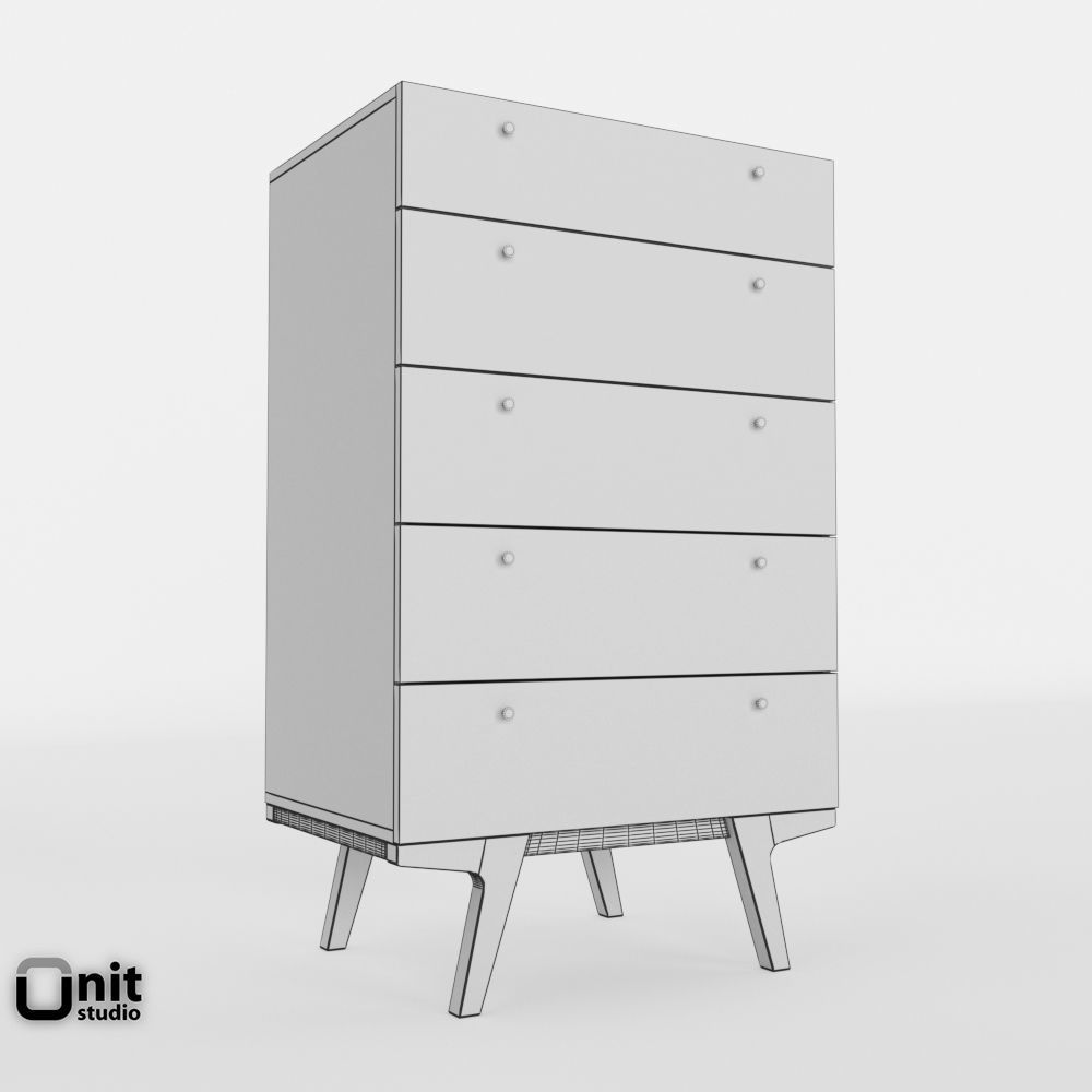 Modern 5-Drawer Dresser by West Elm 3D model_6