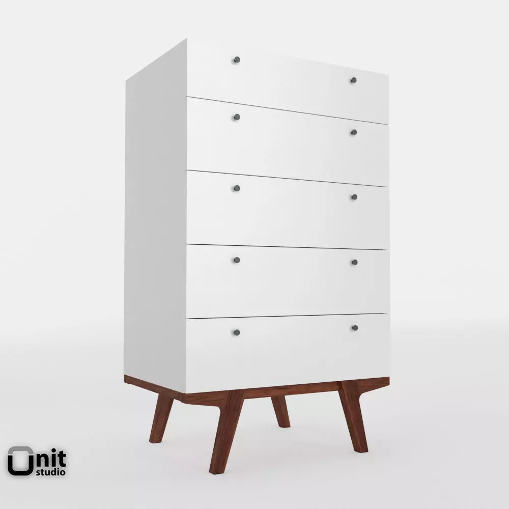 Modern 5-Drawer Dresser by West Elm 3D model_0