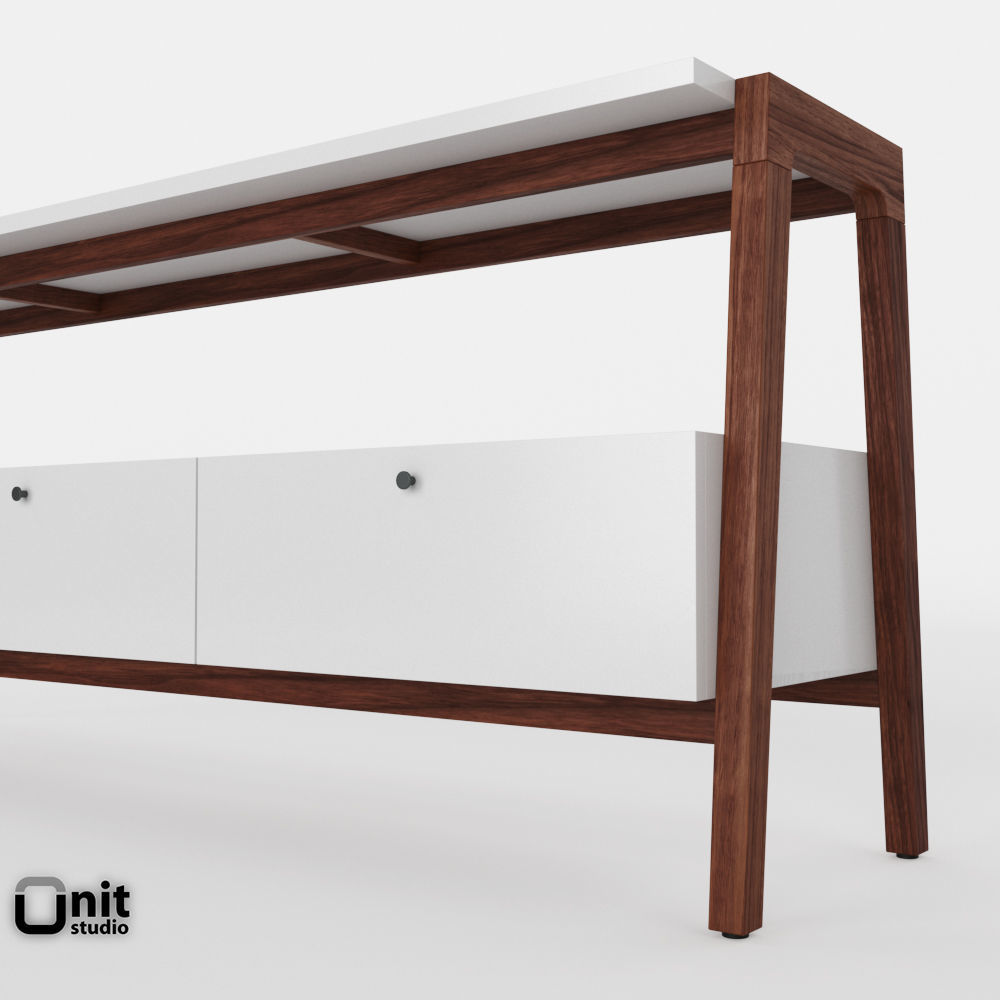 Modern Media Consolle 68 by West Elm 3D model_2