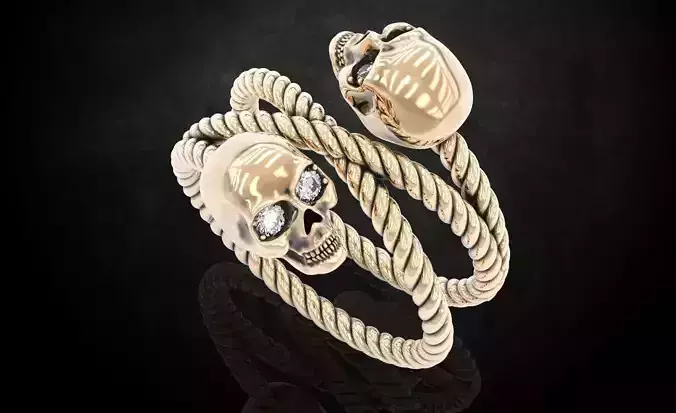 ring pigtail with skulls and ix 308
