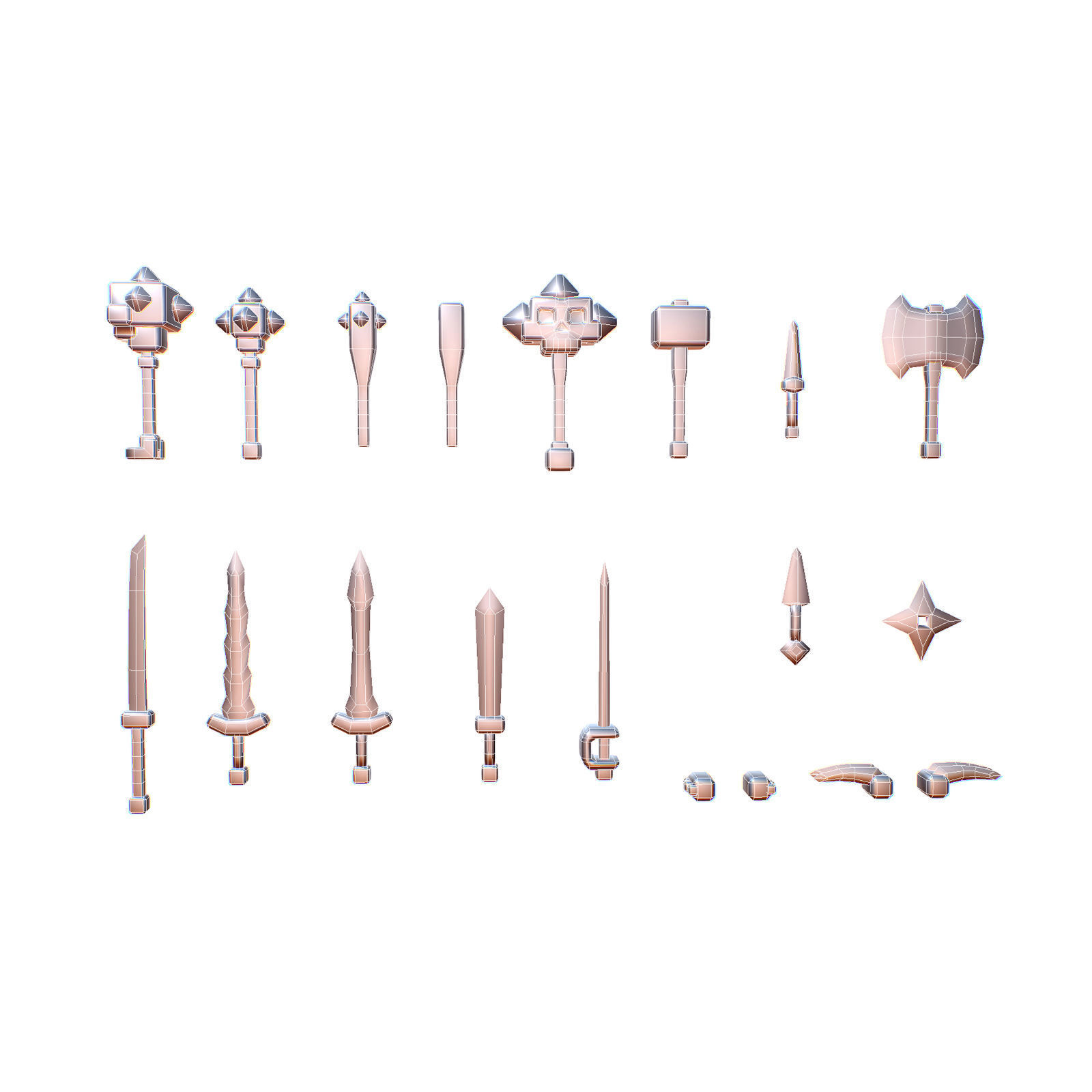 Basic Weapon Set - Proto Series Low-poly 3D model_1