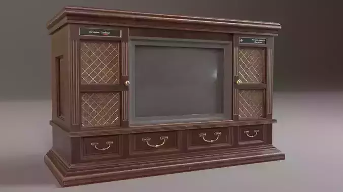 PBR Vintage TV Cabinet Low-poly 3D model