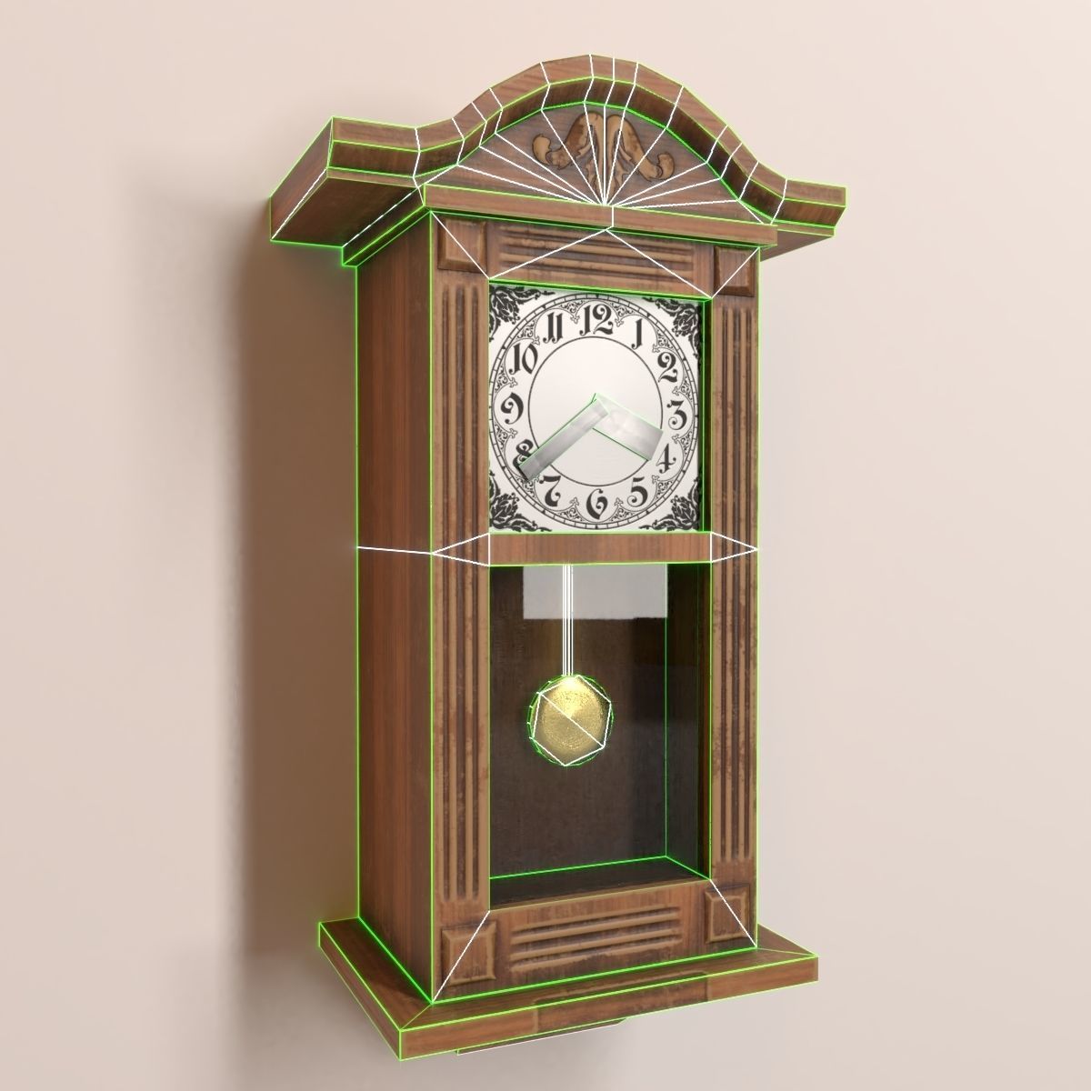 PBR Wall Clock Low-poly 3D model_4