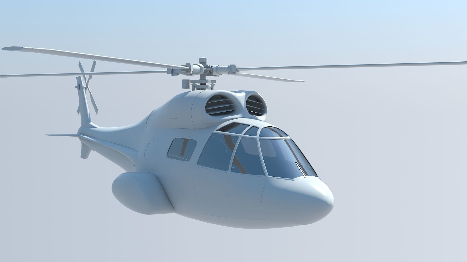 helico helicopter flying in sky 3D model_1