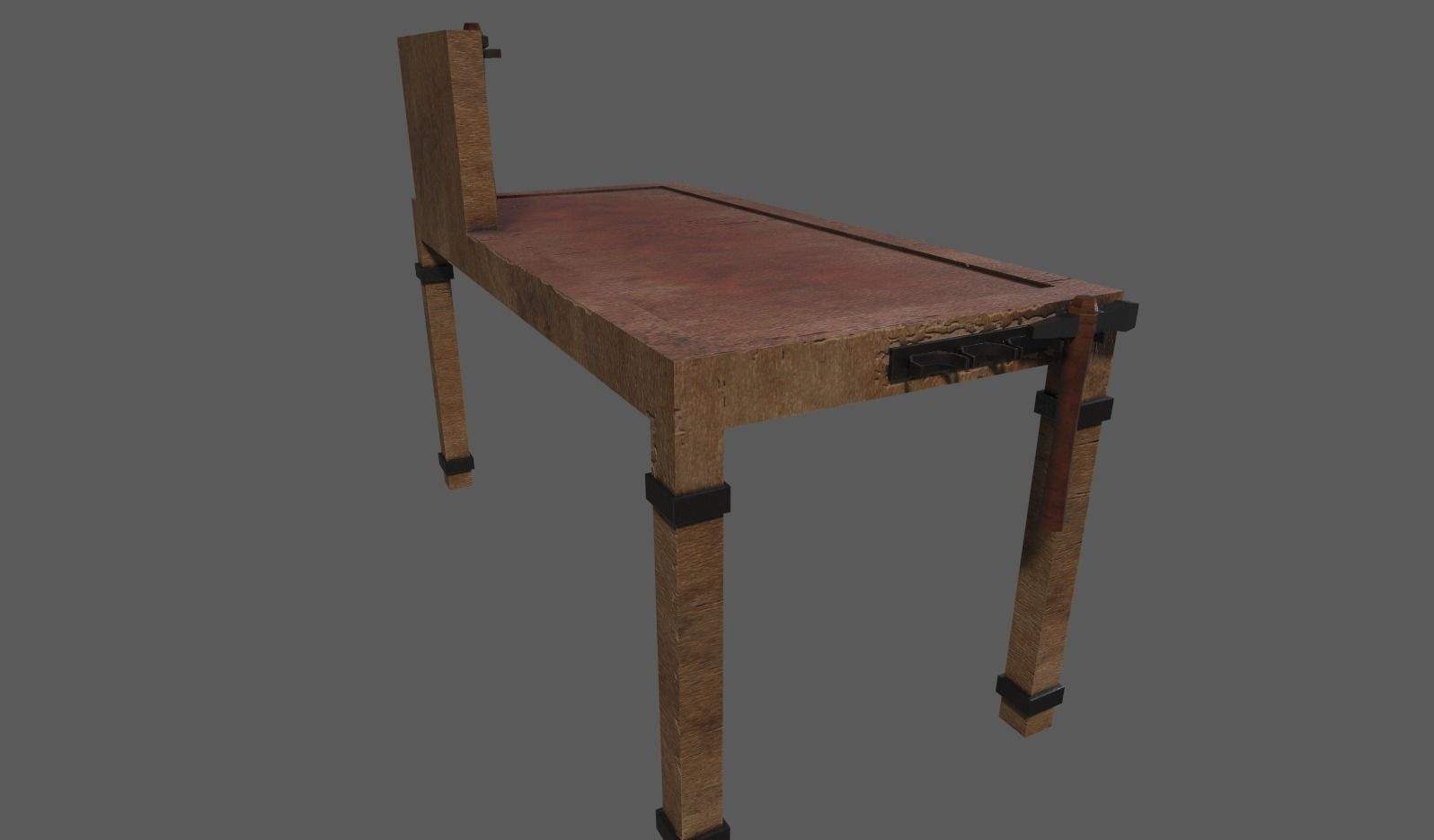 Wooden Workbench  Low-poly 3D model_1