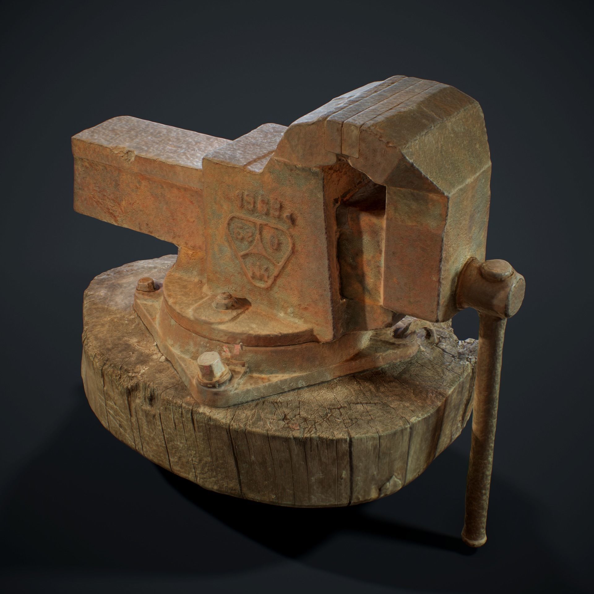 PBR Rusted Vise  Scanned 3D model_4