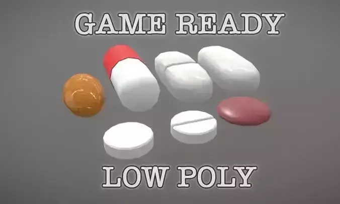 Medicine Pills Sortiment low poly game ready Low-poly 3D model
