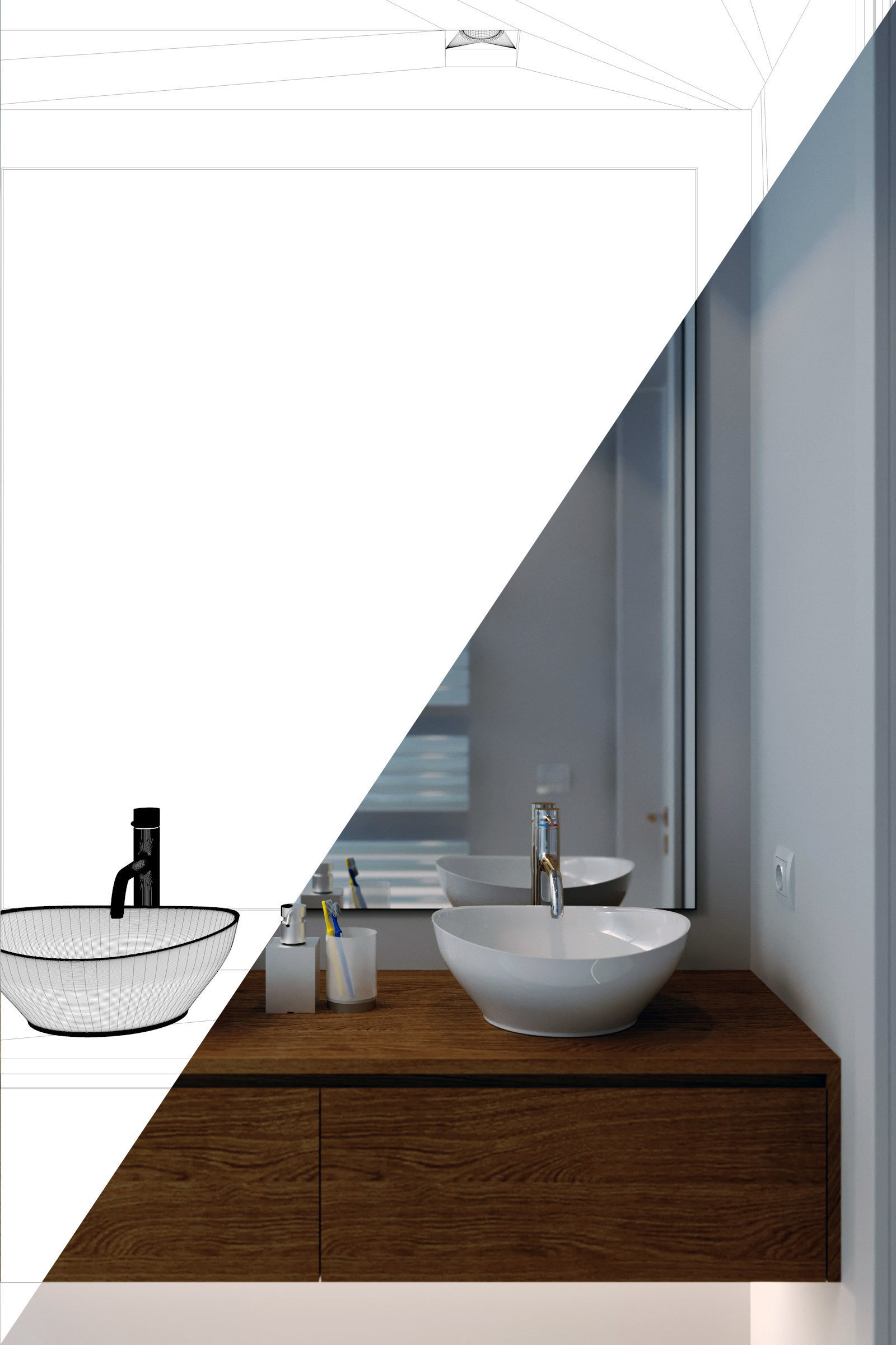 Corona Night and Day bathroom modern scene 3D model_8