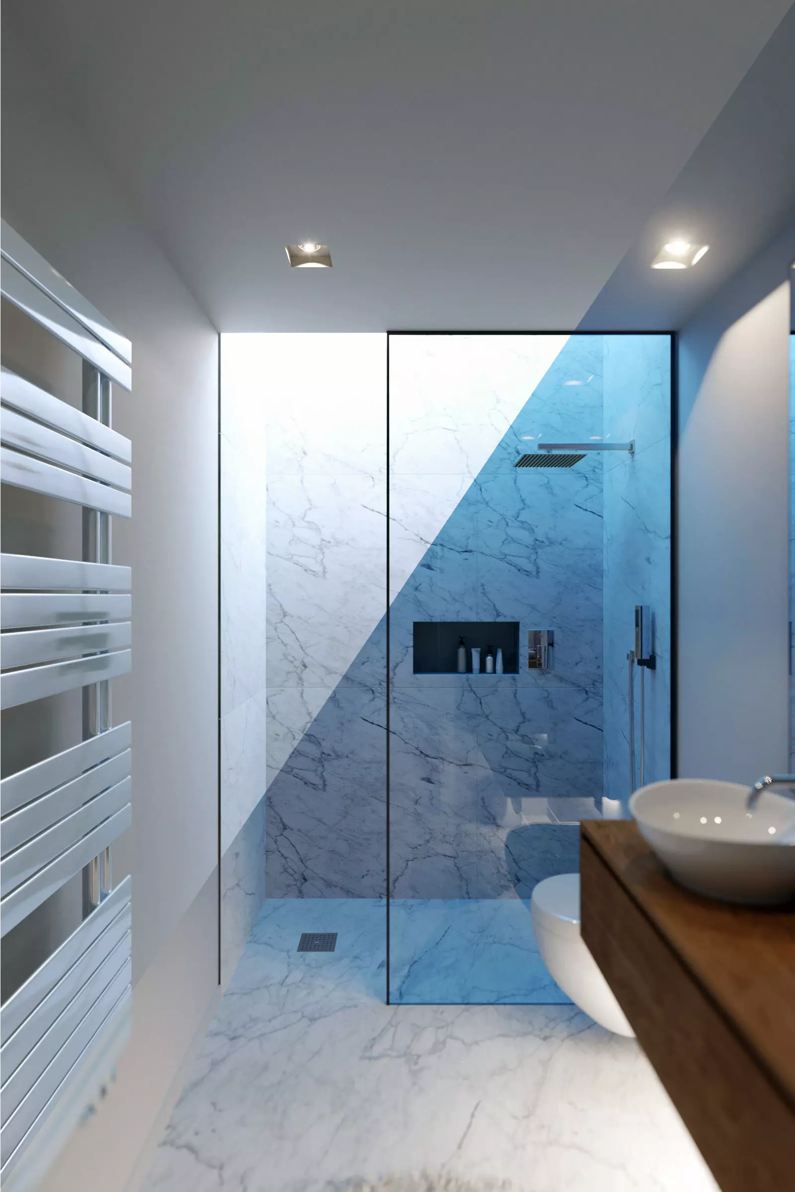 Corona Night and Day bathroom modern scene 3D model_0