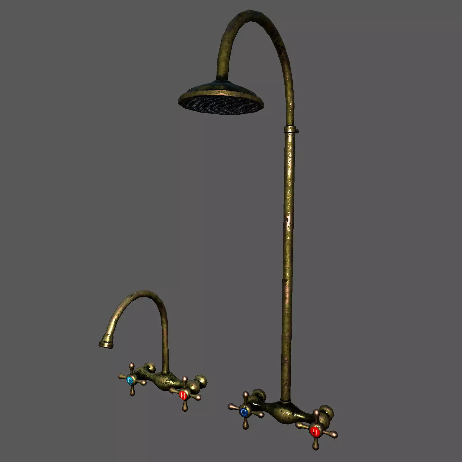 Faucet Shower Bathroom Set Free low-poly 3D model_0