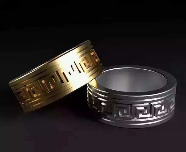 Jewelry ring with ornament 3D print model