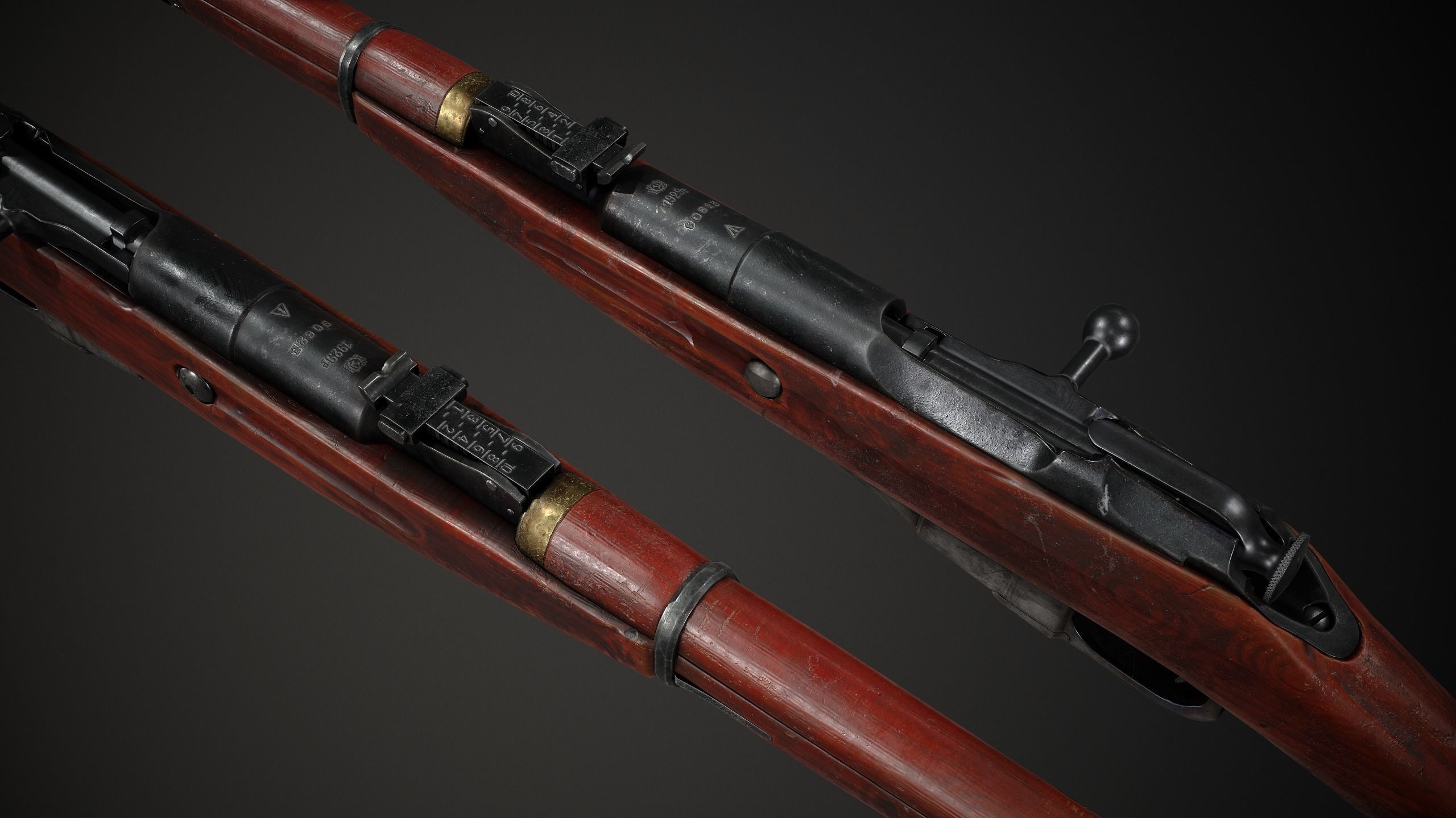 PBR Soviet Mosin Nagant M38 Low-poly 3D model_1