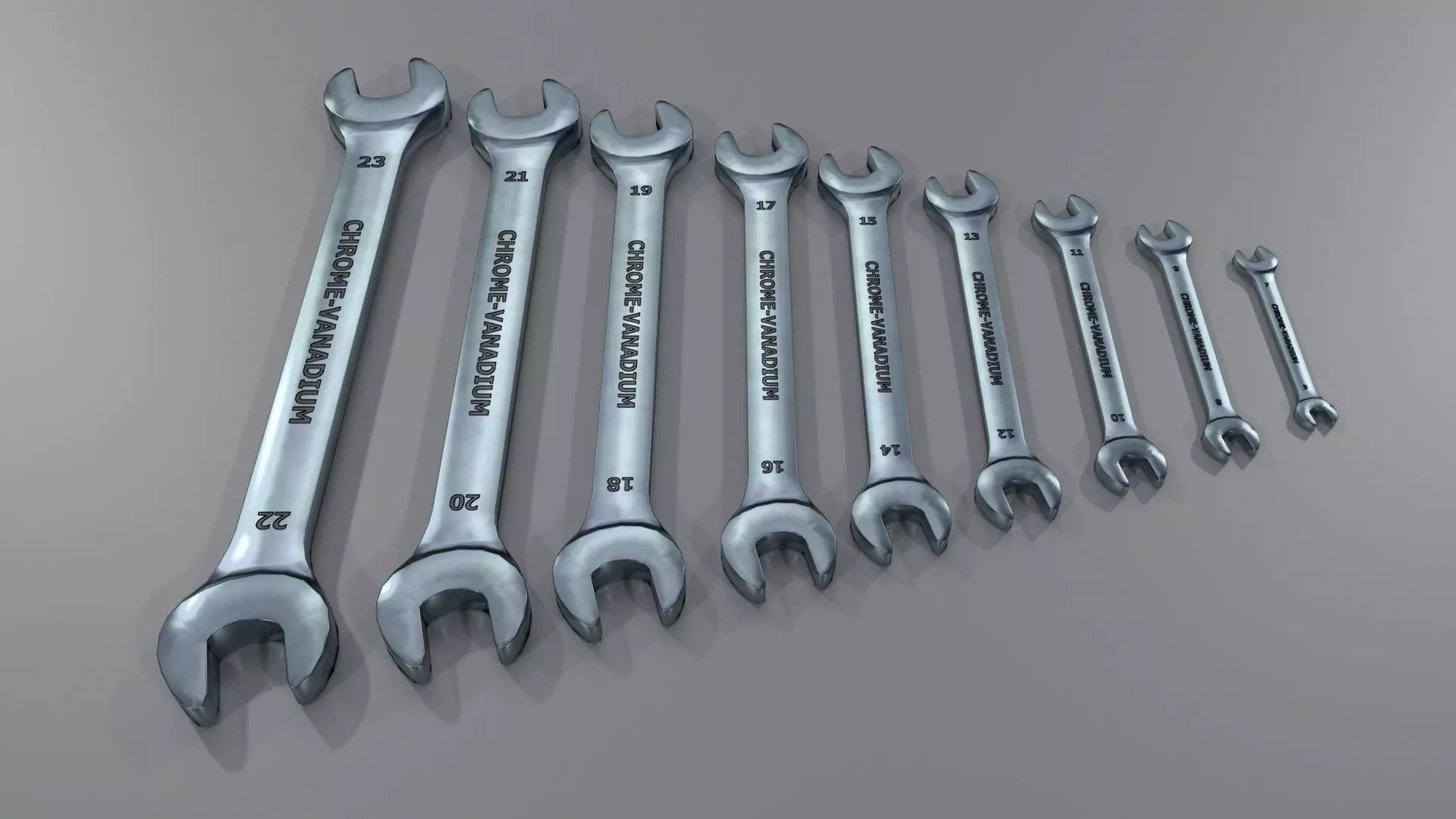 Wrenches combined 6-23 PBR Low-poly 3D model