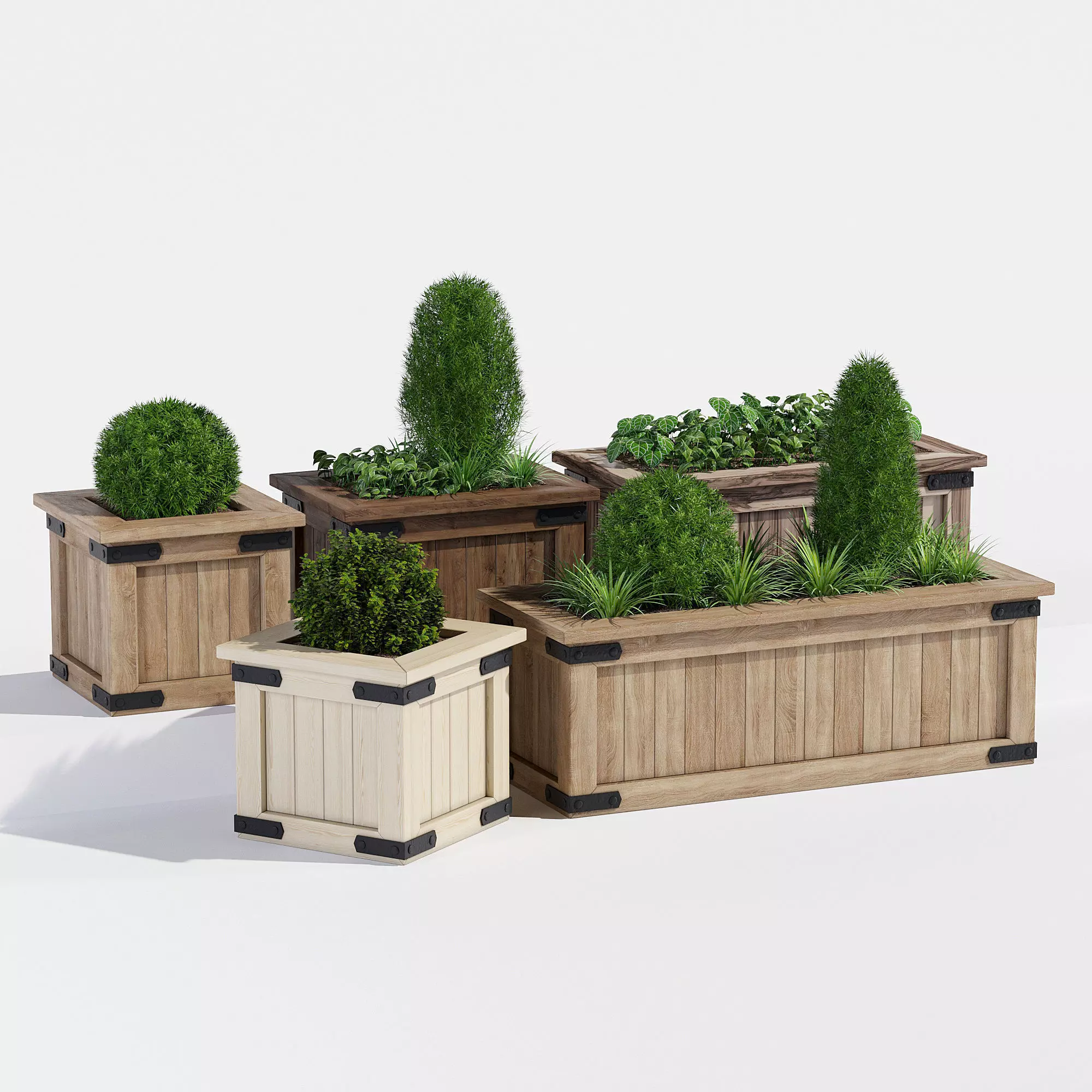 Rustic barnwood planter one 3D model