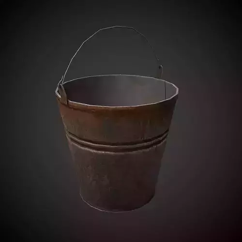 Old Bucket PBR Low Poly Low-poly 3D model