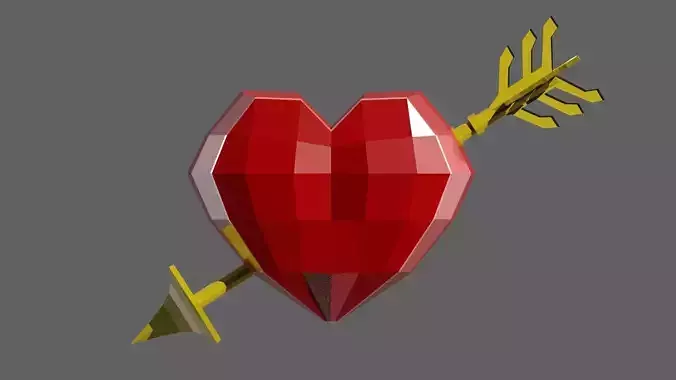 Heart and arrow LowPoly 