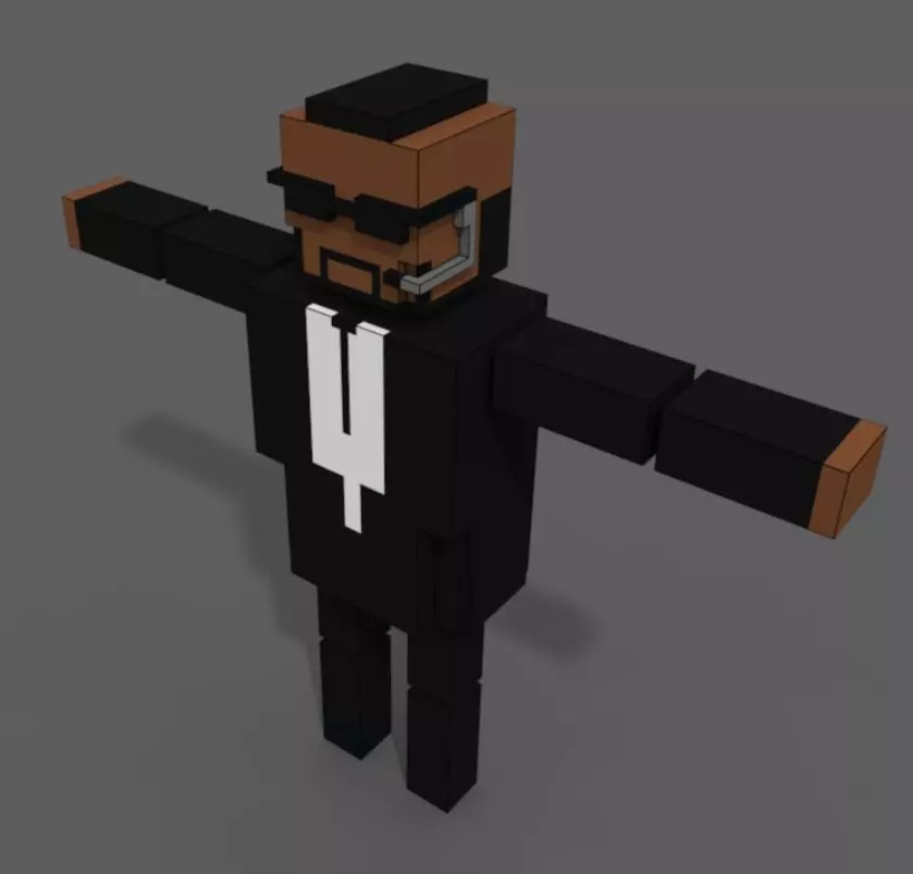 Bodyguard man in suit and tie Low-poly 3D model_0