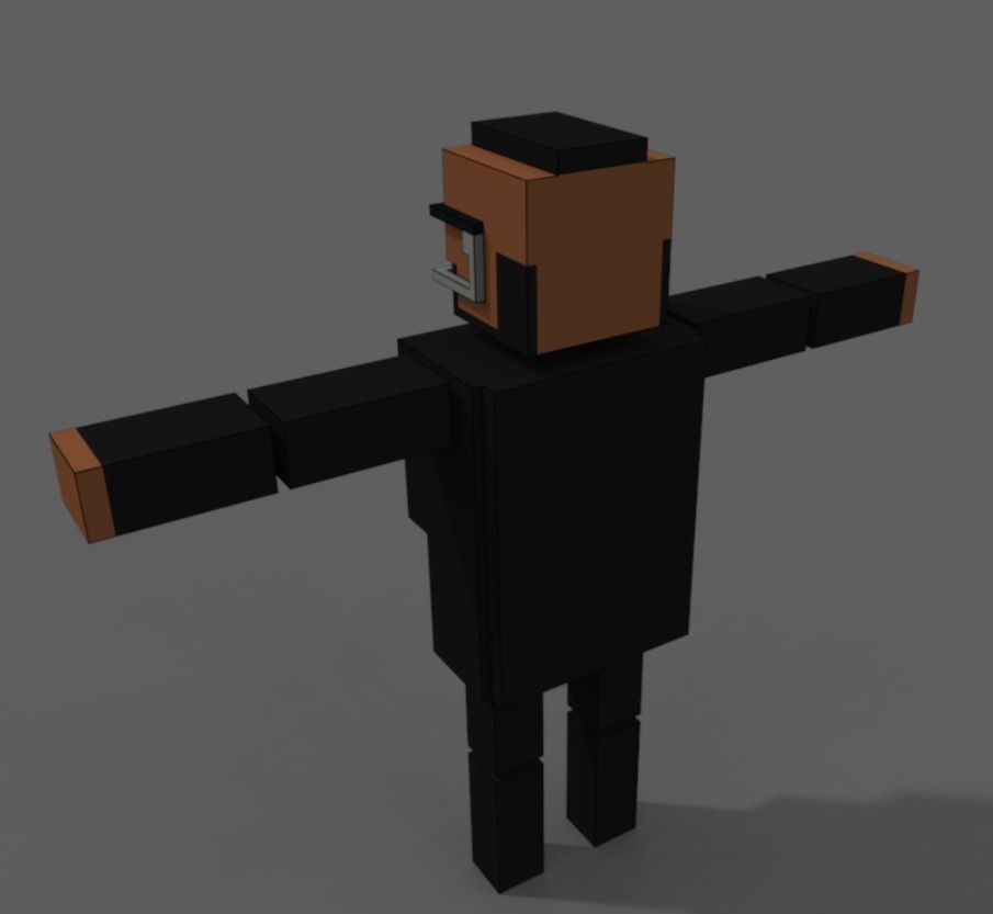 Bodyguard man in suit and tie Low-poly 3D model_1